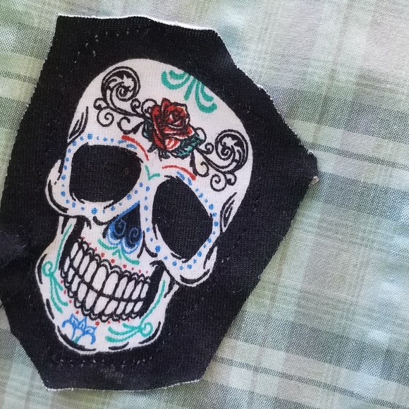 Sugar Skull Upcycled Asymmetrical Blouse - Picture 3 of 4